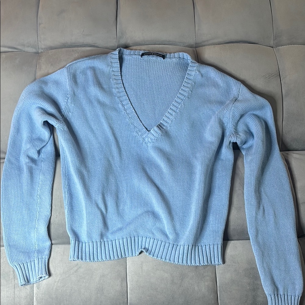 Blue V-Neck Women's Sweater